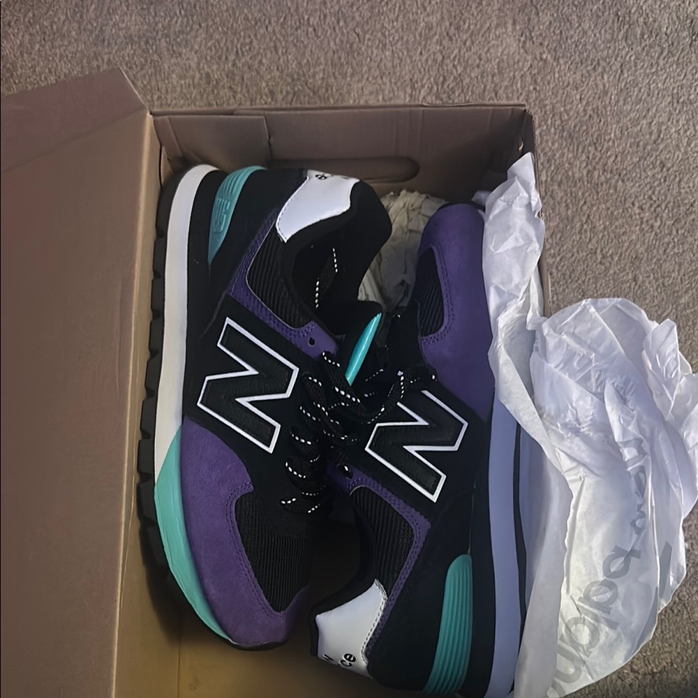 New Balance Black and Purple Sneakers with Teal Accents